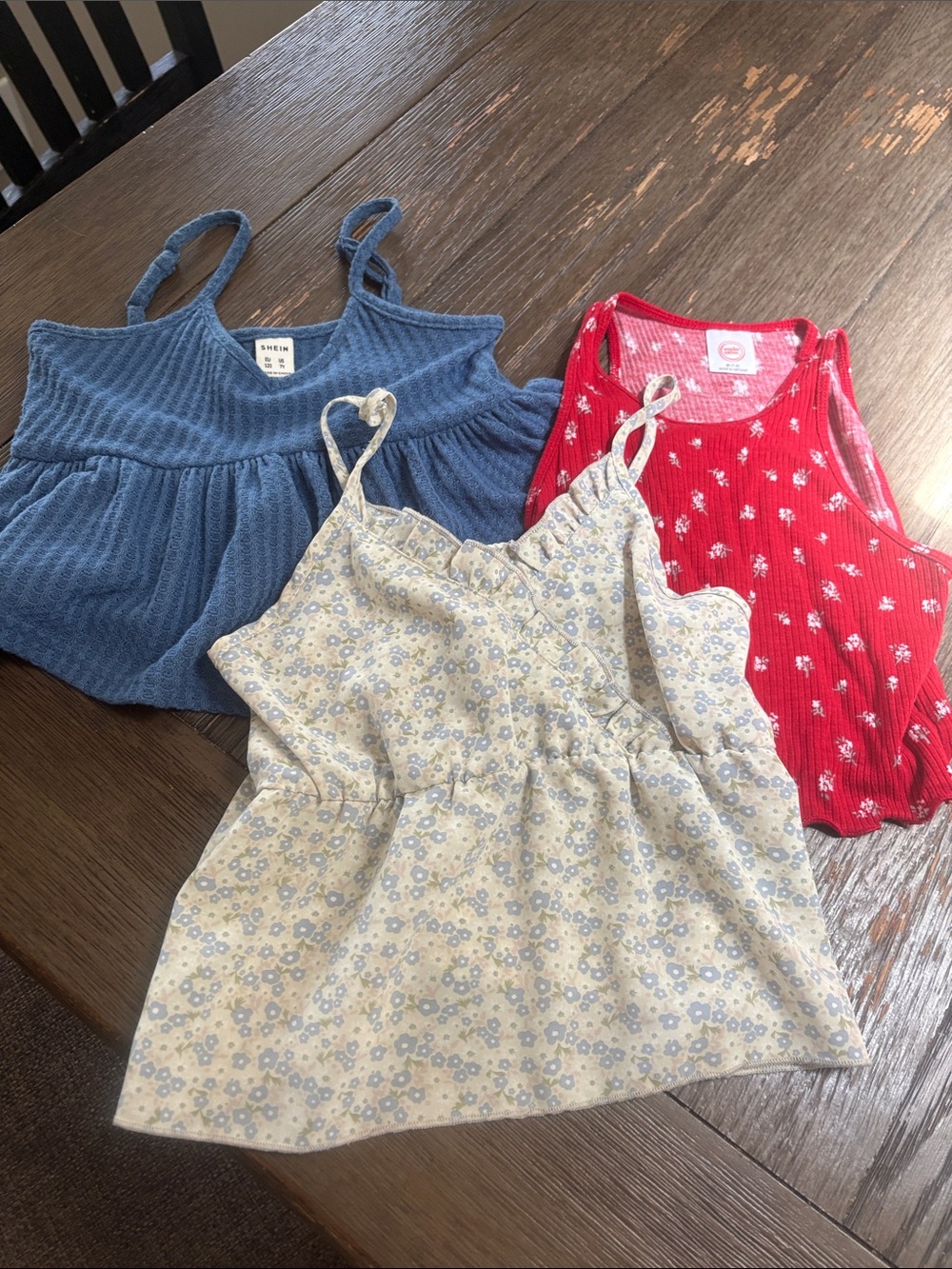 SHEIN Blue Ribbed Peplum Tank Top for Girls